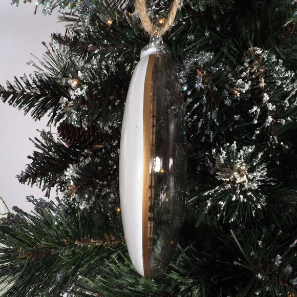 Christmas Ornament Glass Oval Nature Tree Clear Painted Back - Picture 4 of 5